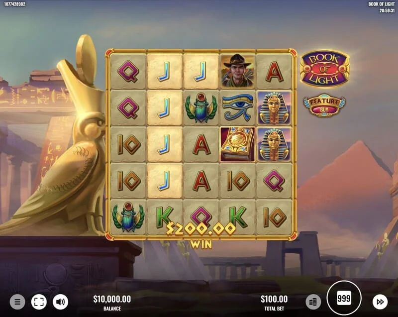 Book of Lights - winning line in the base game with Multiplier Wild