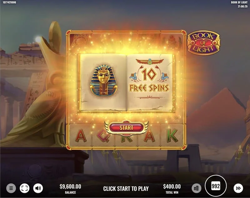 Book of Lights - Free Spins triggered with expanding symbol